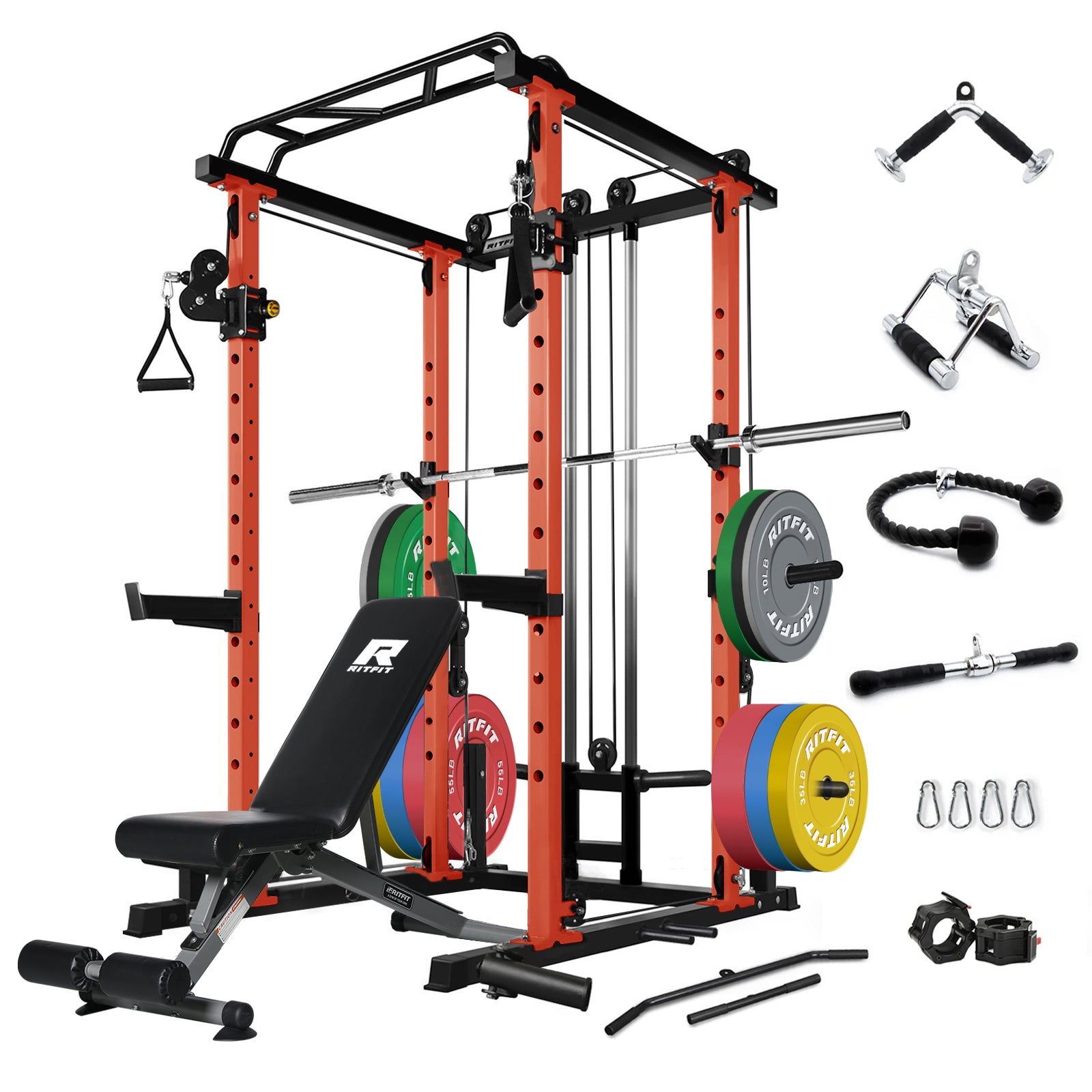 RitFit PPC03 Power Cage Home Gym Package with multiple exercise configurations