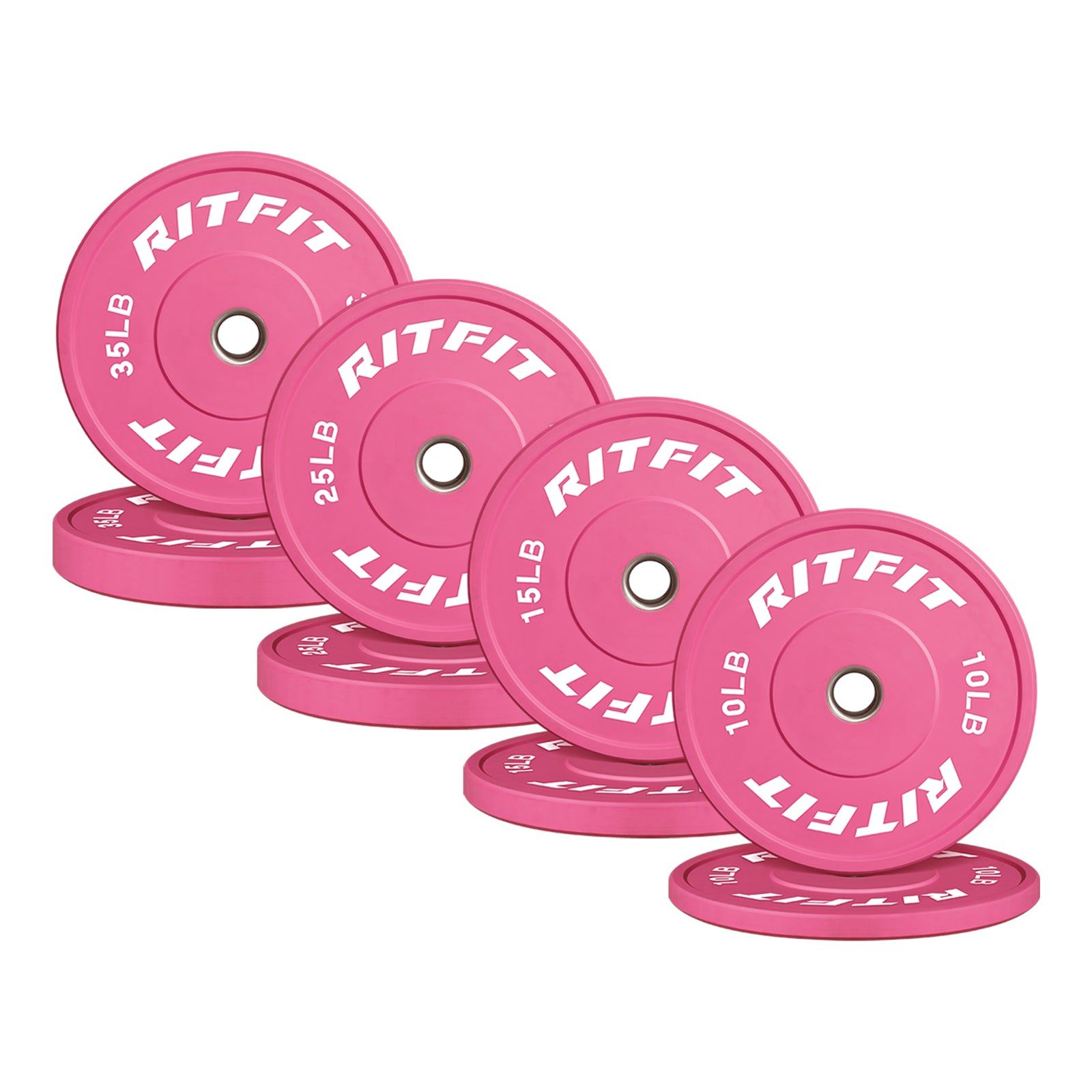 RitFit Pink Weight Plates Olympic Bumper Plates Weight Plates Fit 2" Barbells