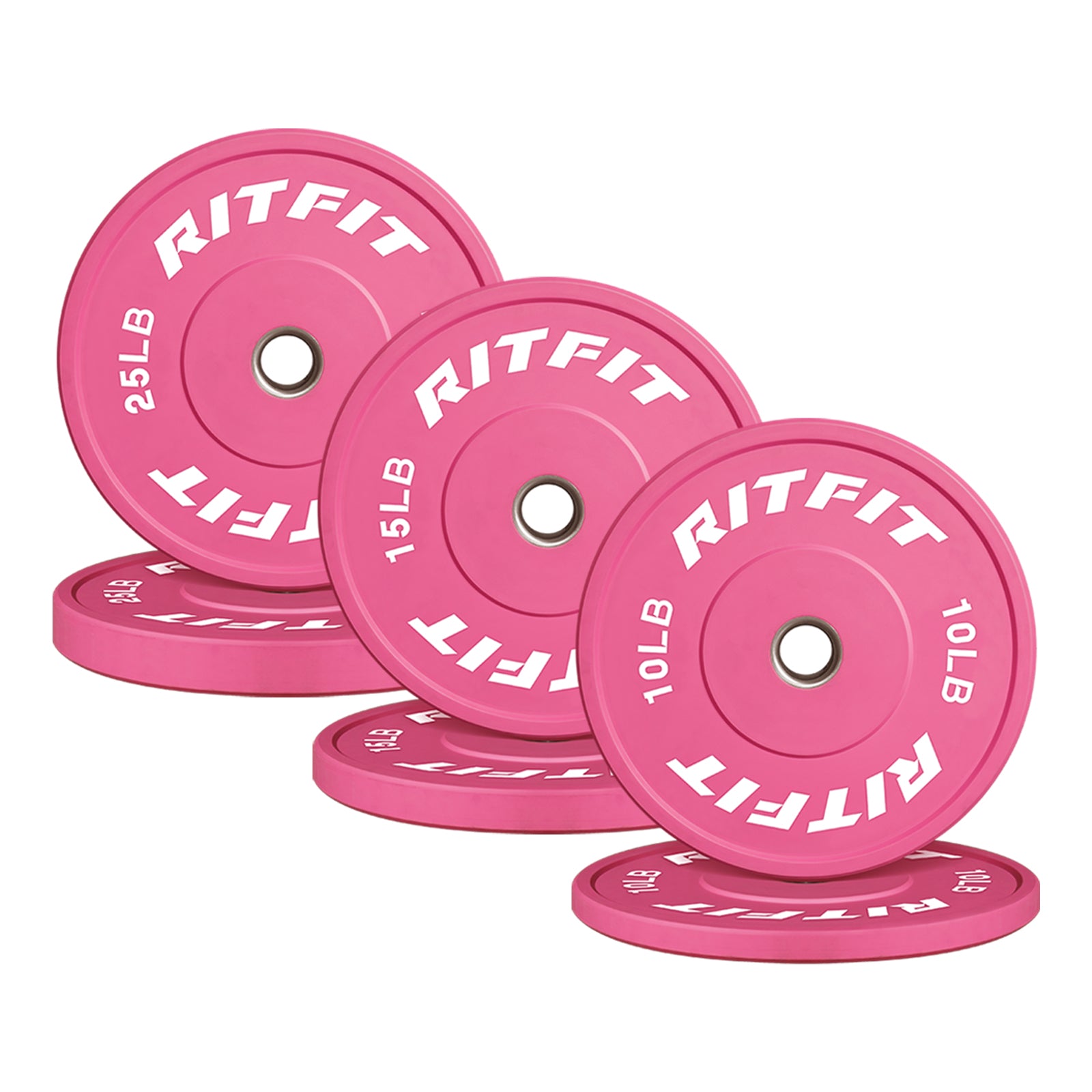 RitFit Pink Weight Plates Olympic Bumper Plates Weight Plates Fit 2" Barbells