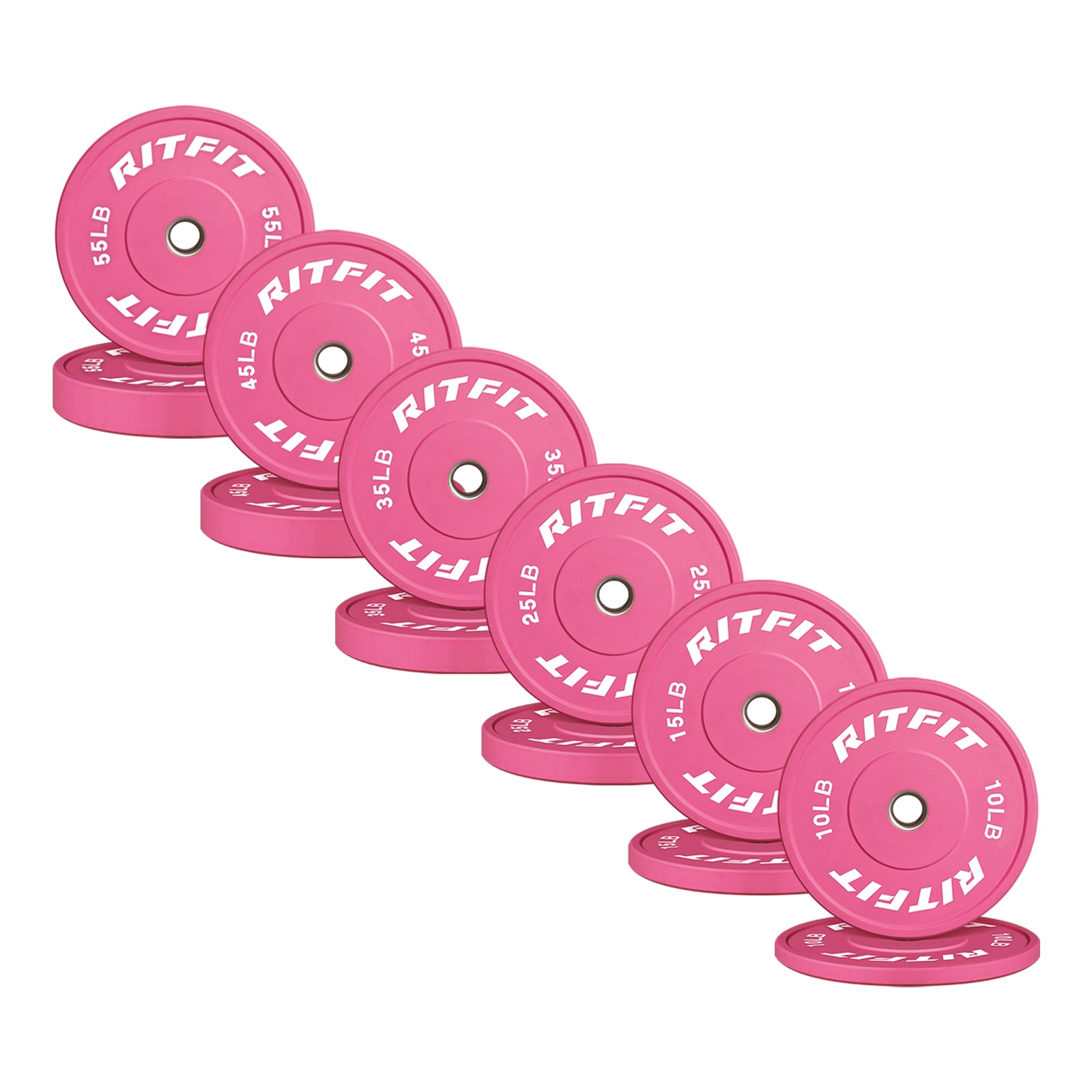 RitFit Pink Weight Plates Olympic Bumper Plates Weight Plates Fit 2" Barbells