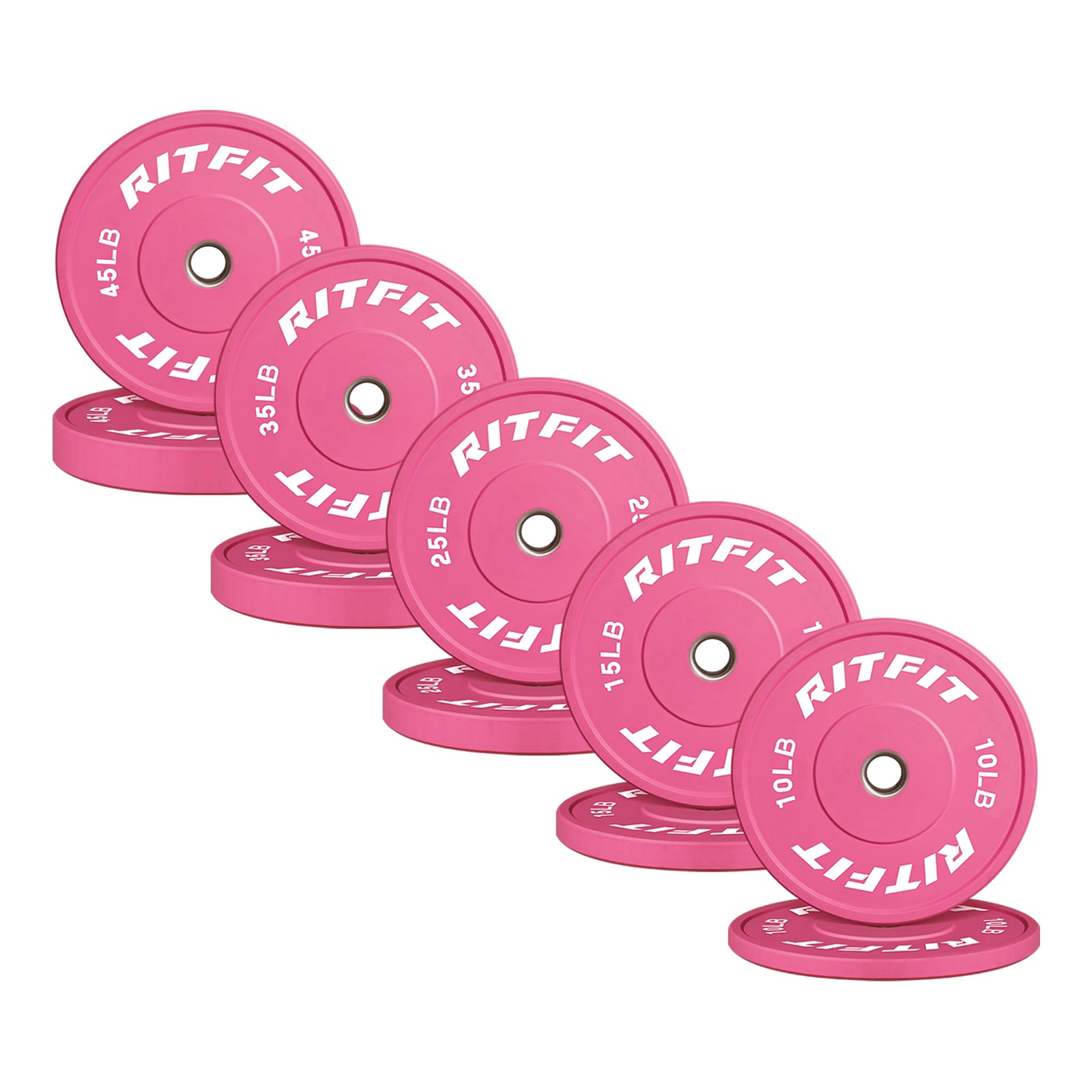 RitFit Pink Weight Plates Olympic Bumper Plates Weight Plates Fit 2" Barbells