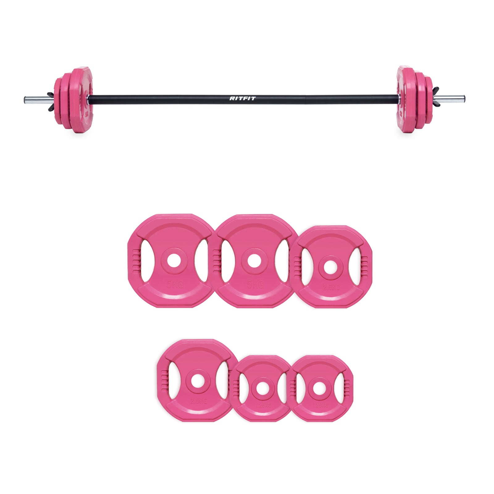 RitFit Pink Adjustable Barbell Weight 20Lbs Set