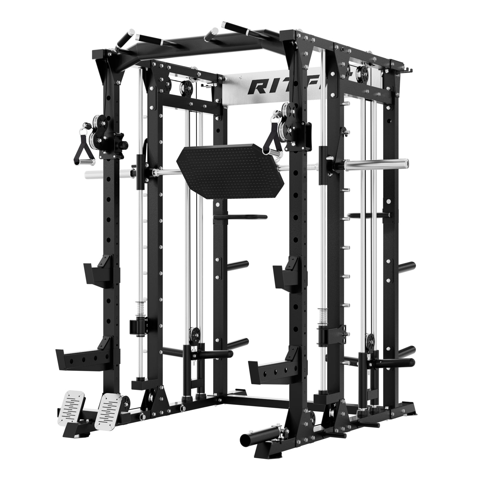 RitFit BUFFALO Multifunctional Smith Machine with Lat Pull Down and Cable Crossover for Versatile Strength Training