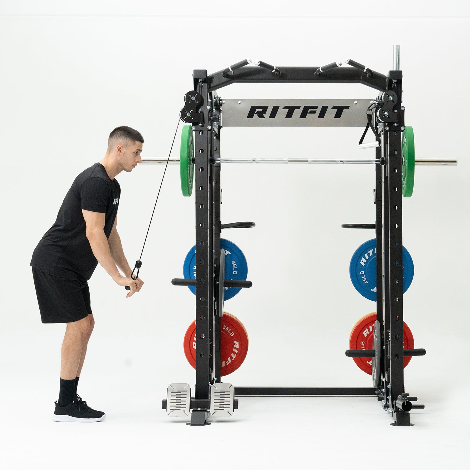 RitFit BUFFALO Multifunctional Smith Machine with Lat Pull Down and Cable Crossover for Versatile Strength Training