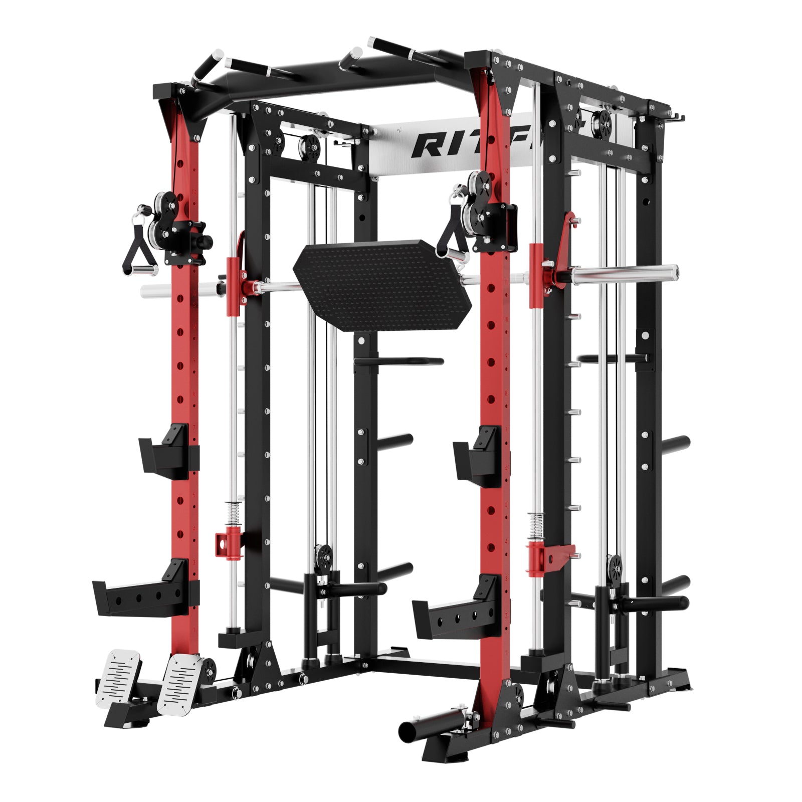 RitFit BUFFALO Multifunctional Smith Machine with Lat Pull Down and Cable Crossover for Versatile Strength Training