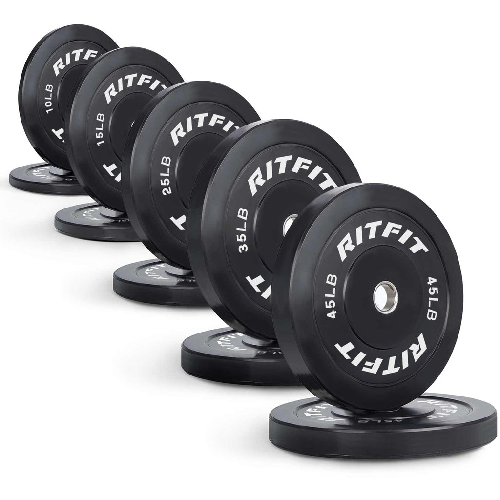 RitFit 2-inch Bumper Plates Olympic Rubber Weight Plates Set 100-370LB