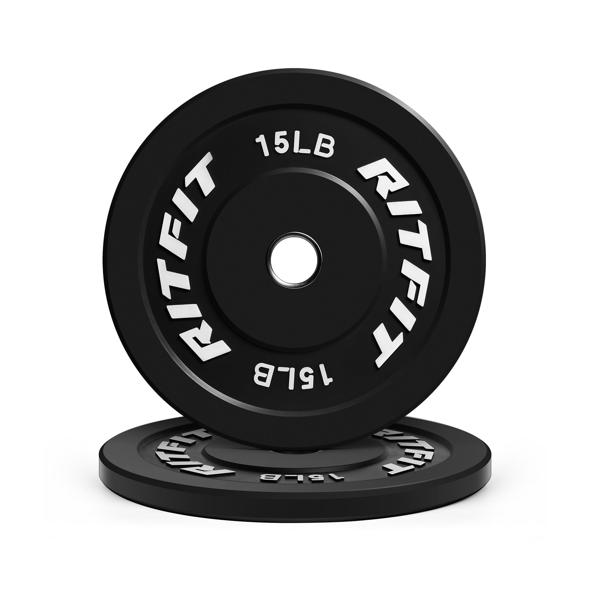 RitFit Color Bumper Plates Olympic 2-Inch Rubber Exercise & Fitness RitFit 15LB Pair 