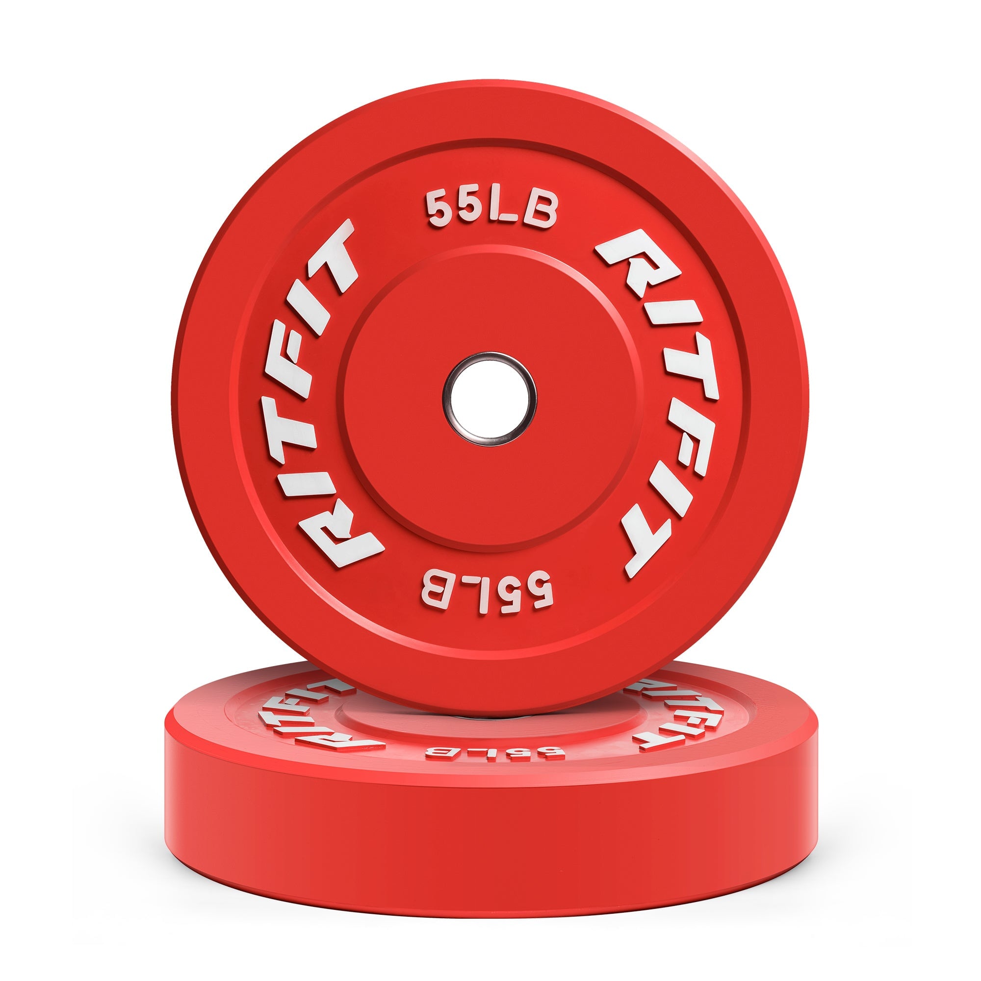 RitFit Color Bumper Plates Olympic 2-Inch Rubber Exercise & Fitness RitFit 55LB Pair 