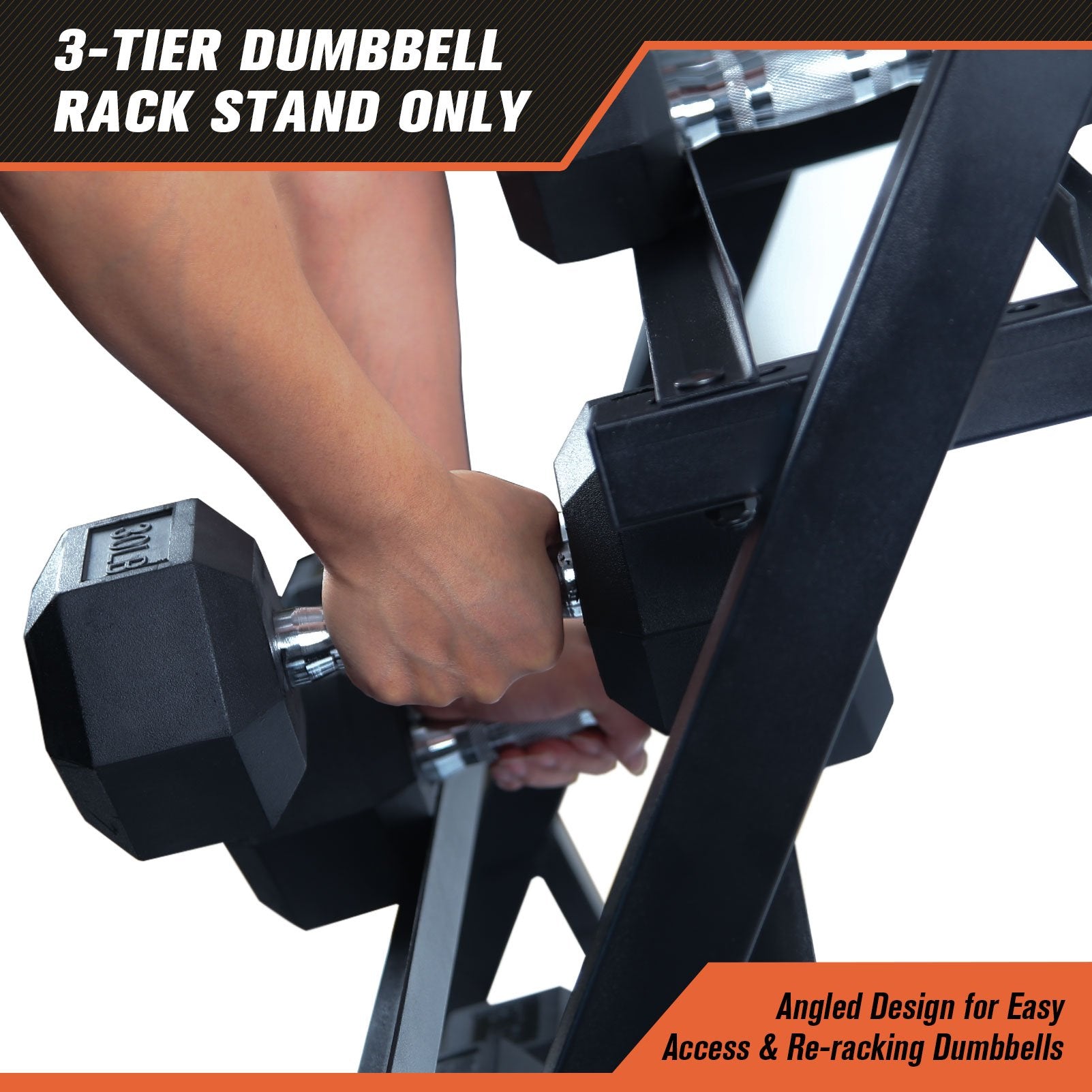 RitFit 3-Tier Small Dumbbell Weight Rack for Home Gym