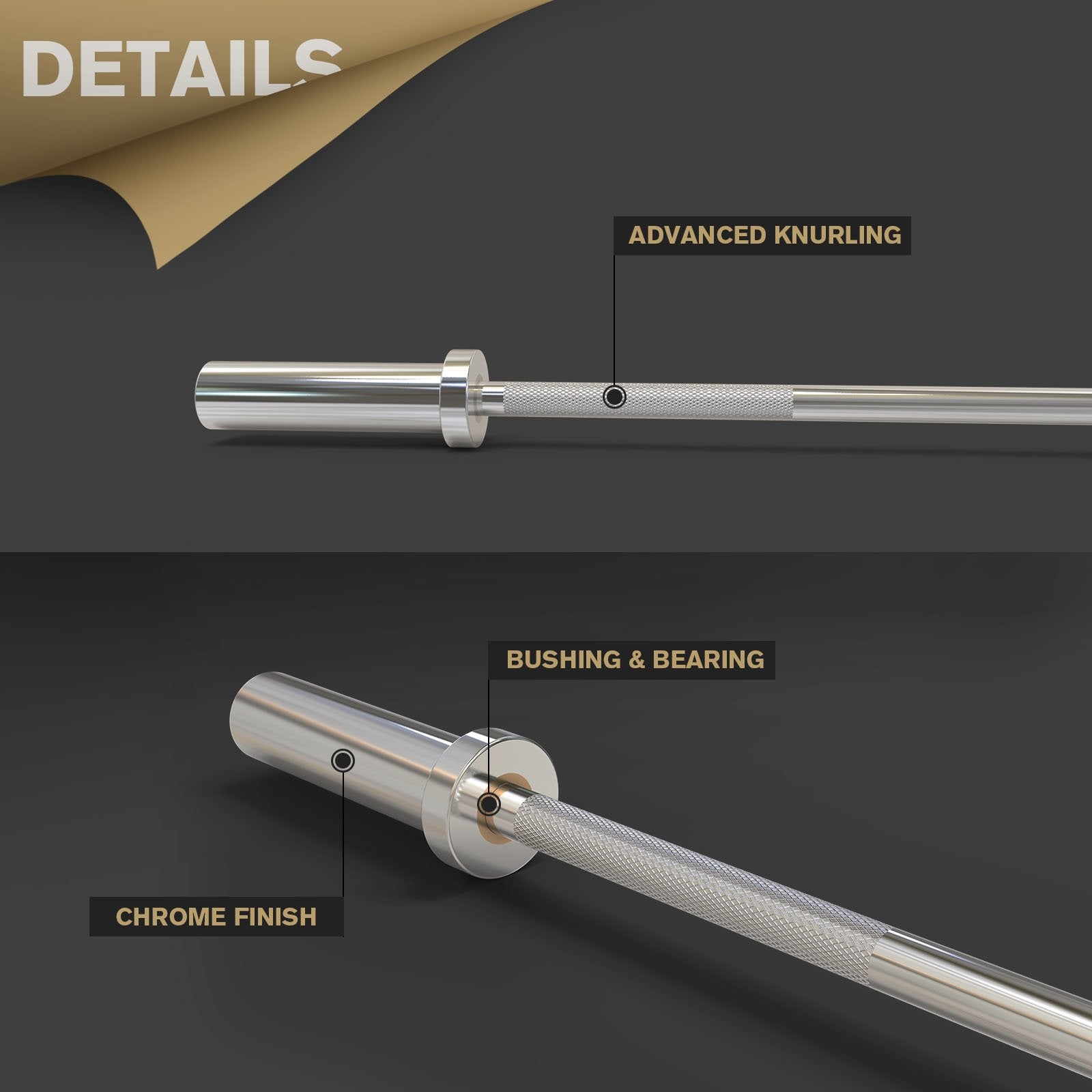 Display of Straight Weightlifting Bar Details