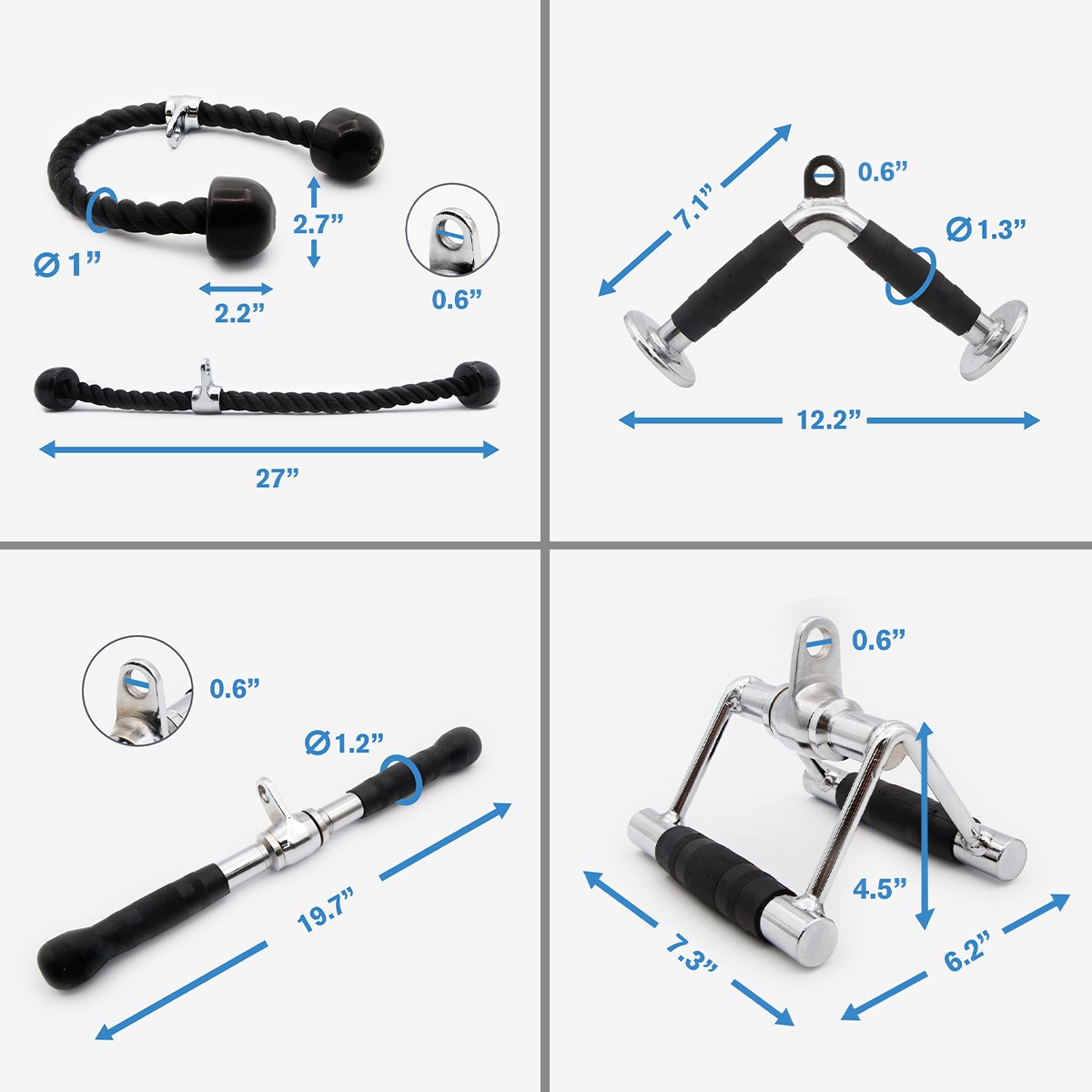 RitFit LAT Pulldown Attachments Cable Machine Attachments Size