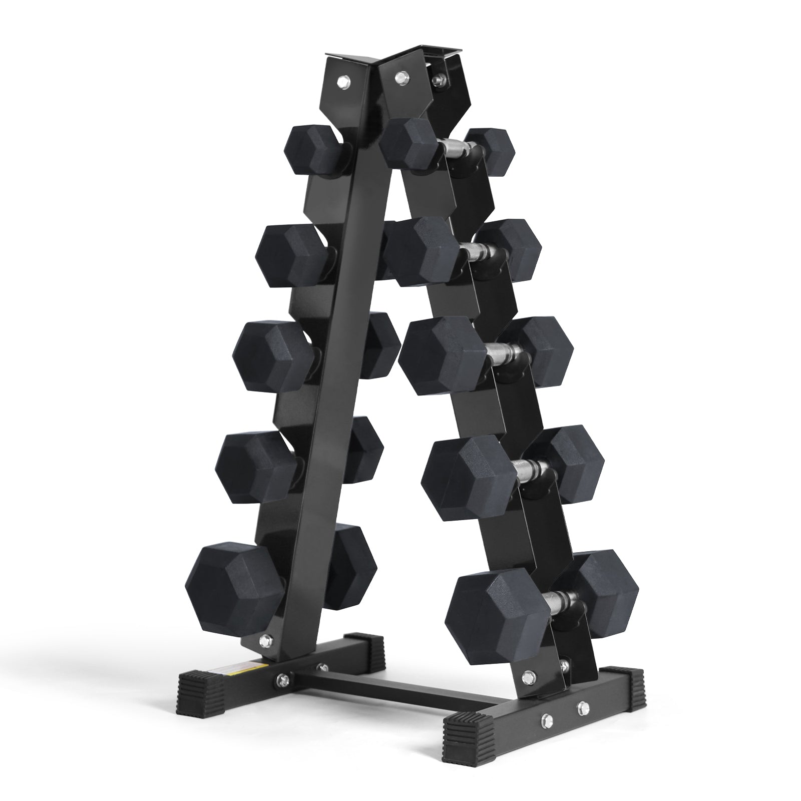 RitFit Rubber Hex Dumbbells Set with Rack, A-Frame Dumbbell Rack Weight RitFit 150LB SET 