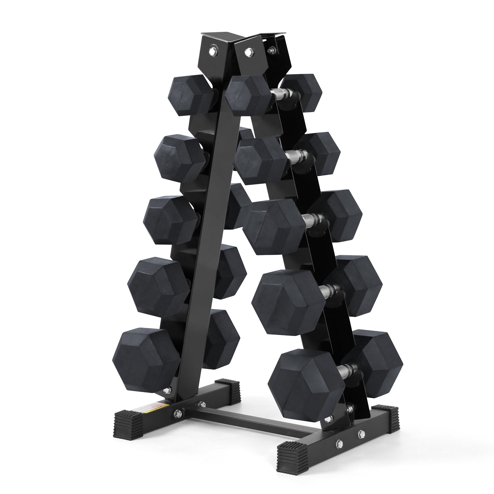 RitFit Rubber Hex Dumbbells Set with Rack, A-Frame Dumbbell Rack Weight RitFit 200LB SET 