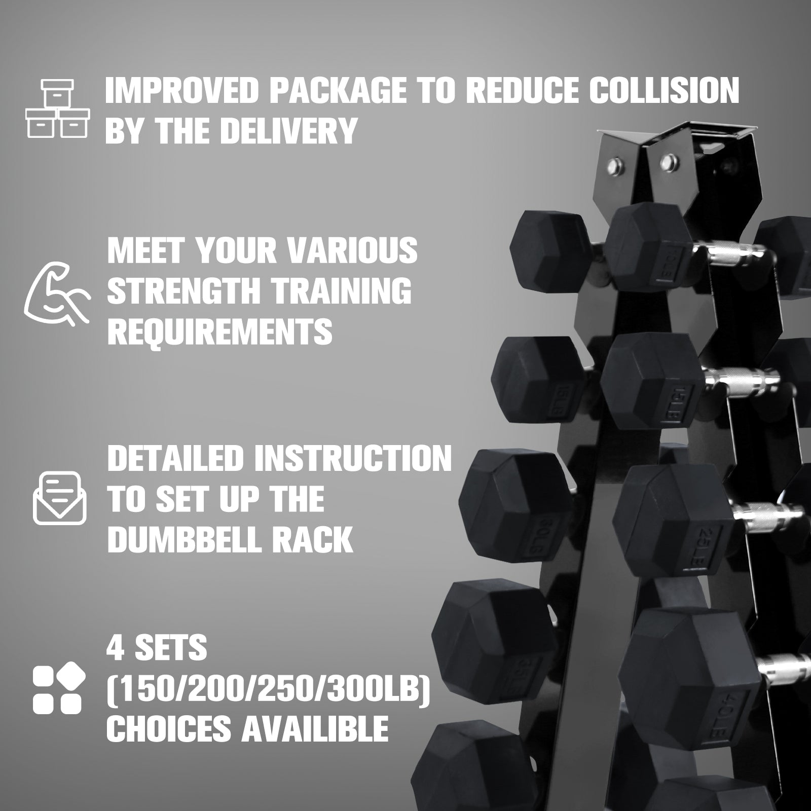 RitFit Rubber Hex Dumbbells Set with Rack, A-Frame Dumbbell Rack Weight RitFit 