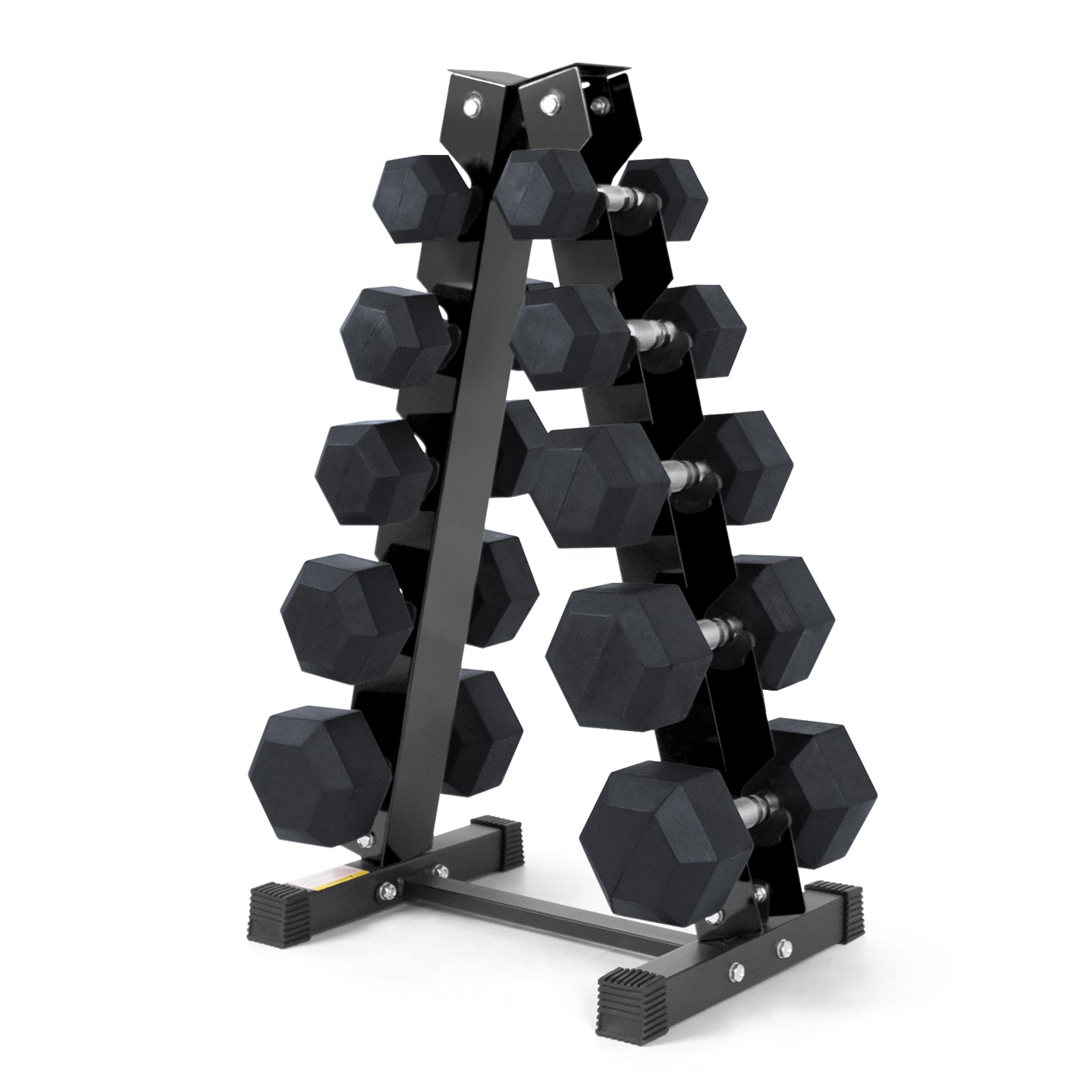 RitFit Rubber Hex Dumbbells Set with Rack, A-Frame Dumbbell Rack Weight RitFit 250LB SET 