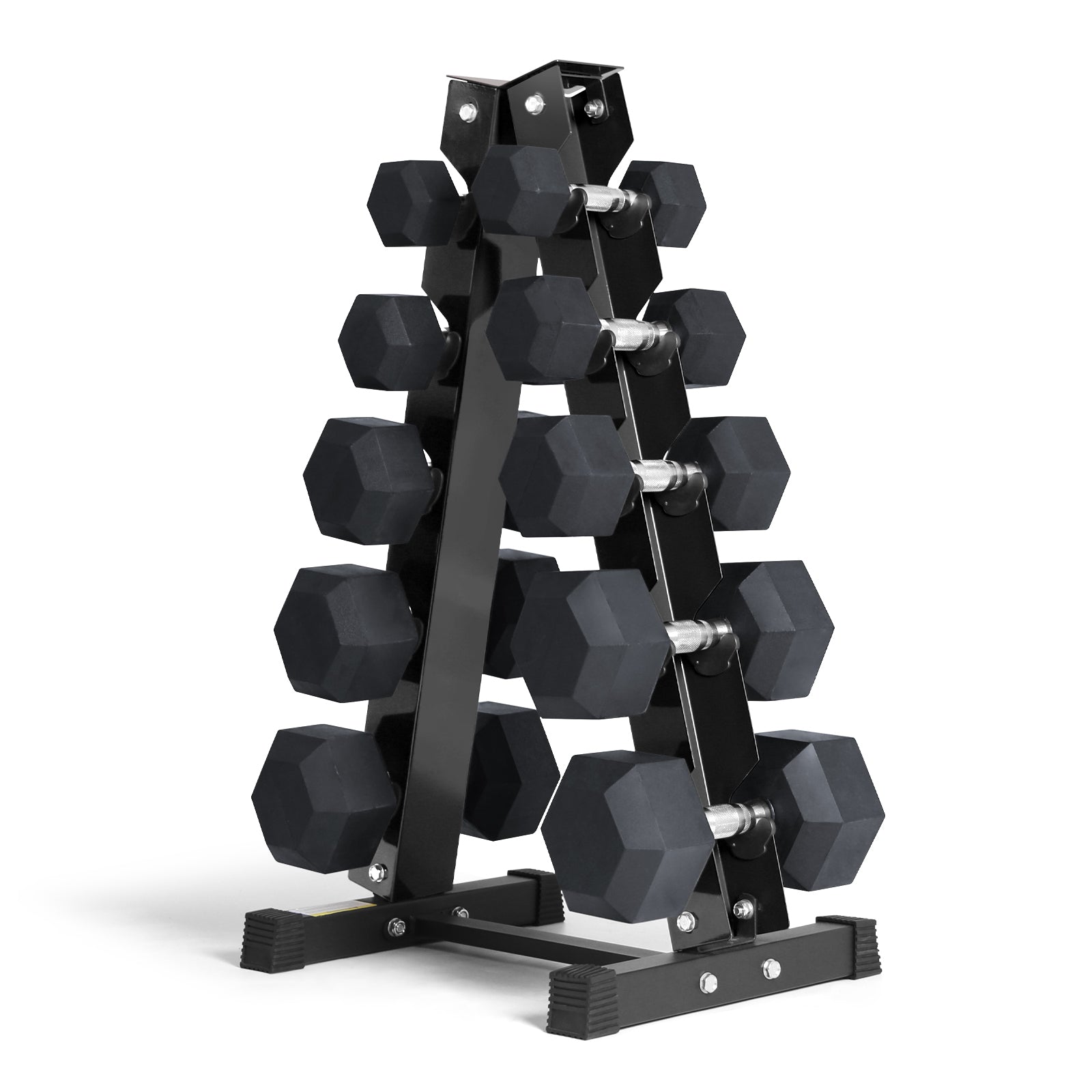 RitFit Rubber Hex Dumbbells Set with Rack, A-Frame Dumbbell Rack Weight RitFit 300LB SET 