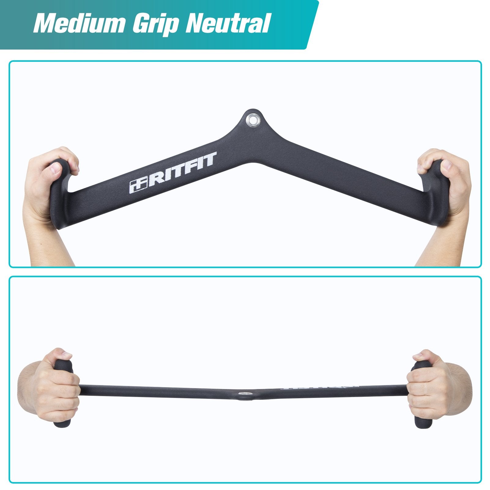 RitFit Cable Machine Attachments Multi Grip Lat Pulldown Bar Medium Grip Neutral