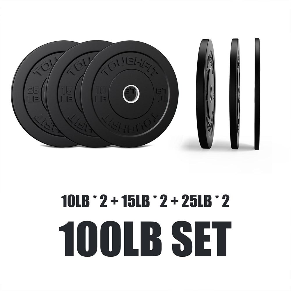 ToughFit Black Olympic Weight Plates Bumper Plates Set RitFit 100LB set