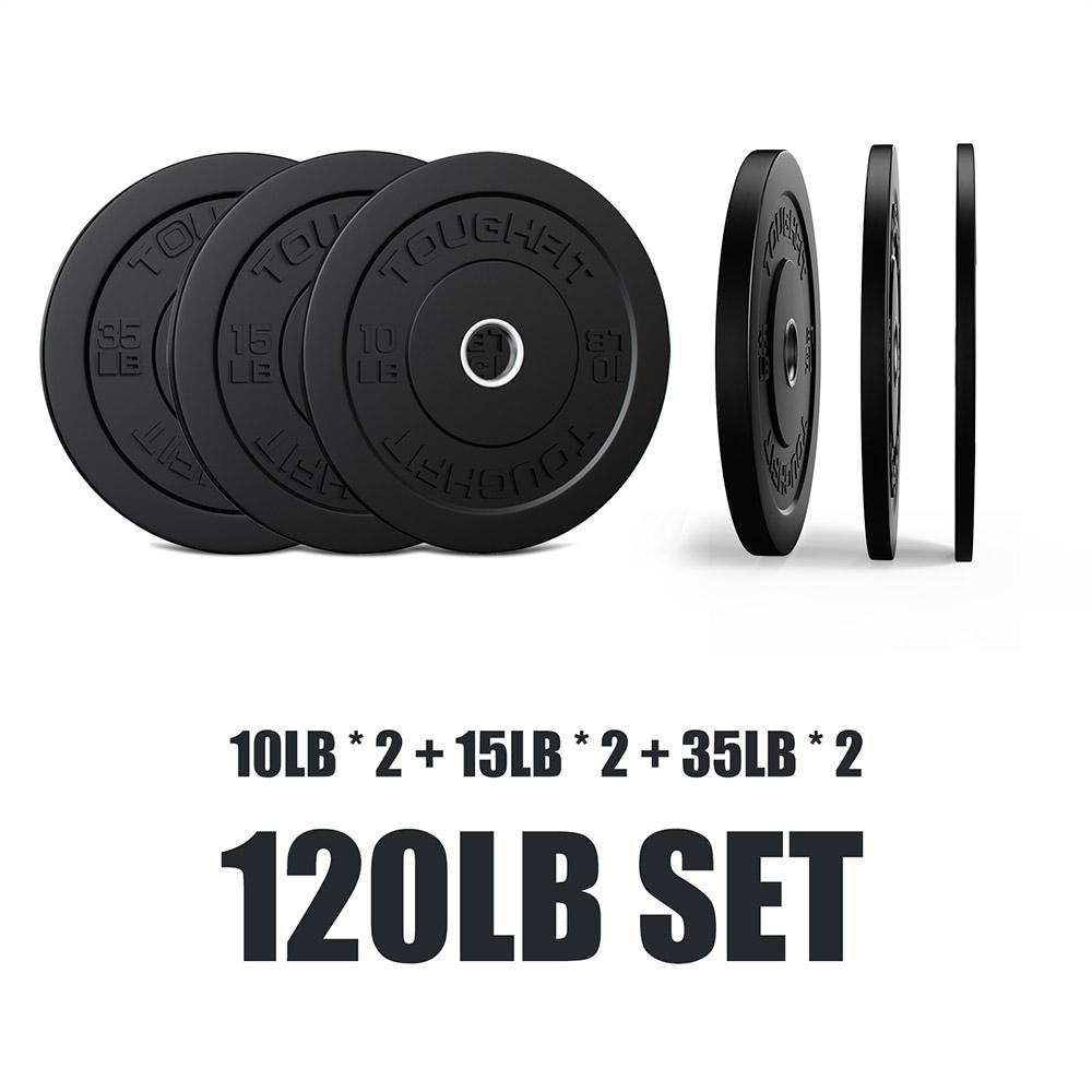 ToughFit Black Olympic Weight Plates Bumper Plates Set 120LB SET