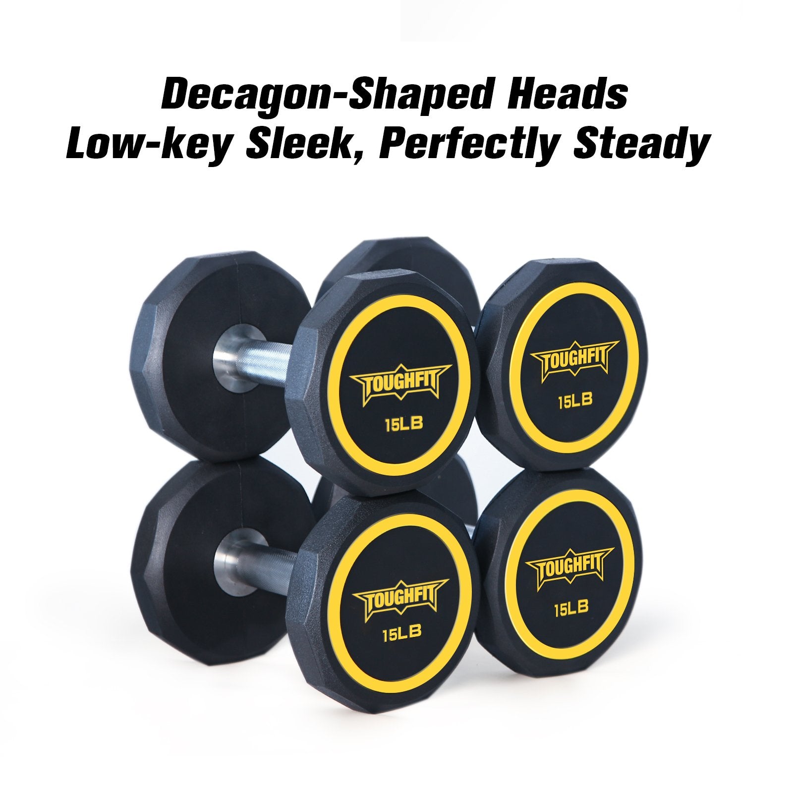 ToughFit Decagon Shape Dumbbells PEV Material 15-50LBS