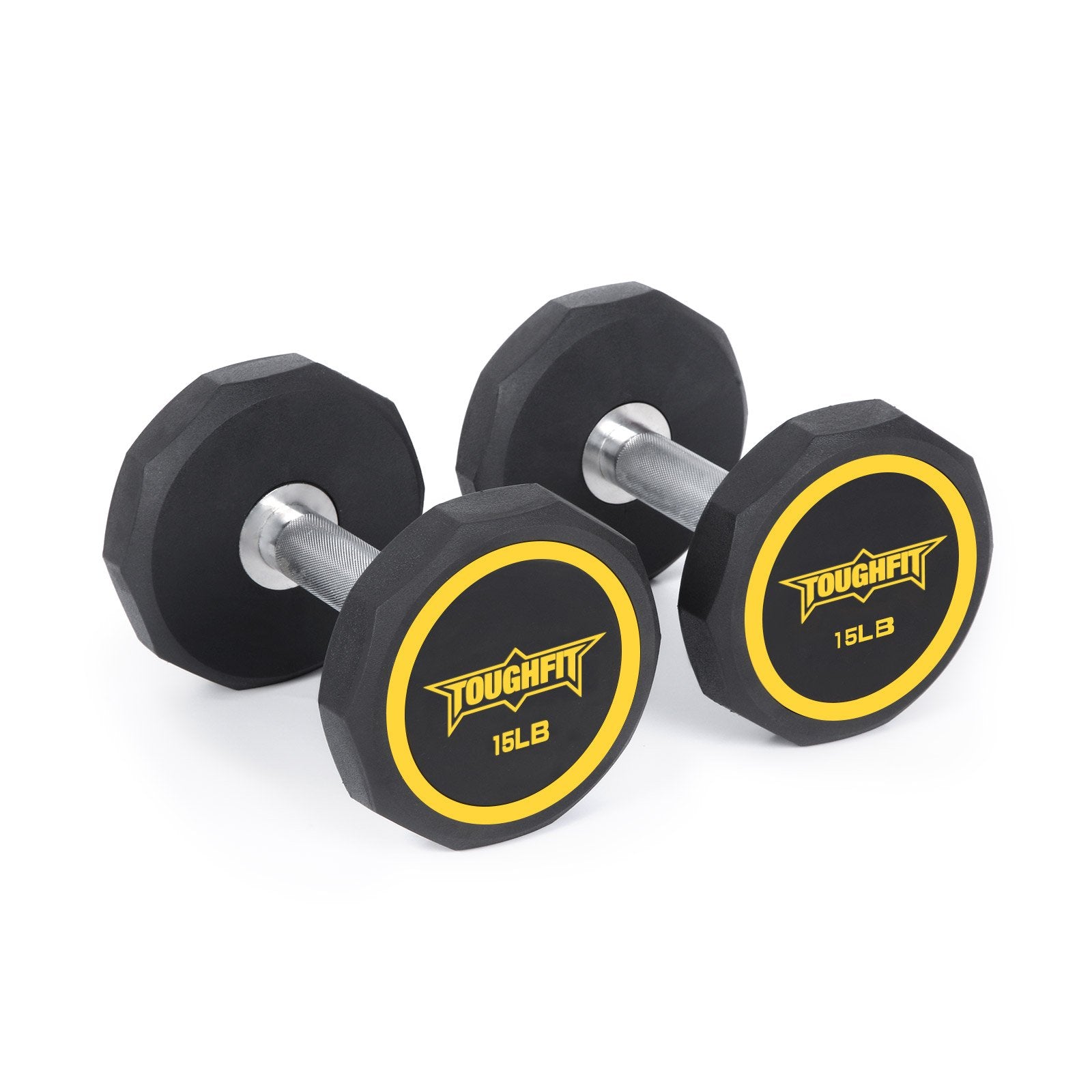 ToughFit Decagon Shape Dumbbells PEV Material 15lbs (Pair)